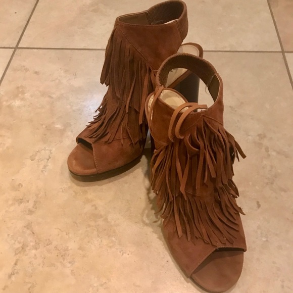 NWOB Sam Edelman Brown Fringe 3inch Heeled Shoes - Picture 3 of 6